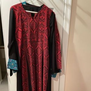 Palestinian Traditional red dress from the Middle East.